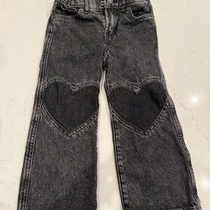 BABY GAP Black Denim Jeans with Heart Patches